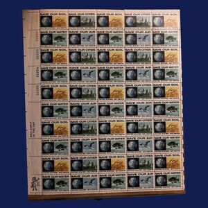 MNH 1970 Anti-Pollution 6c Sheet of 50 Stamps Scott #1410-13